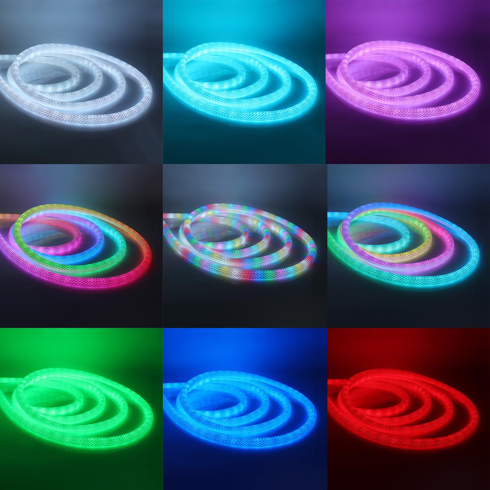 5V WiFi RGB Neon LED Streifen, 360° illumination WS2812B Adressierbare Wasserdicht Diffusion Silikon Neon Flex LED Schlauch, Smart Phone Gesteuert, Kompatibel mit Alexa Google Assistant (4M)