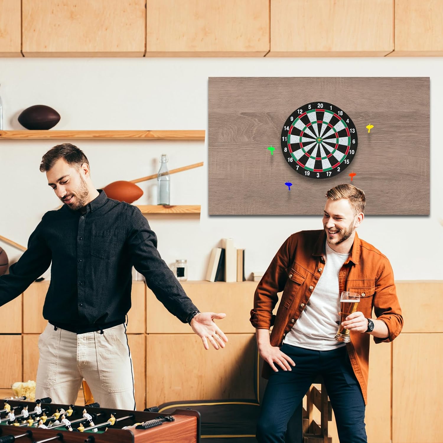 Hahafelt Felt Wood Grain Dart Board Wall Protectors Square Dart Board Backing Tiles Dartboard Backboard Cork Backboard Alternative