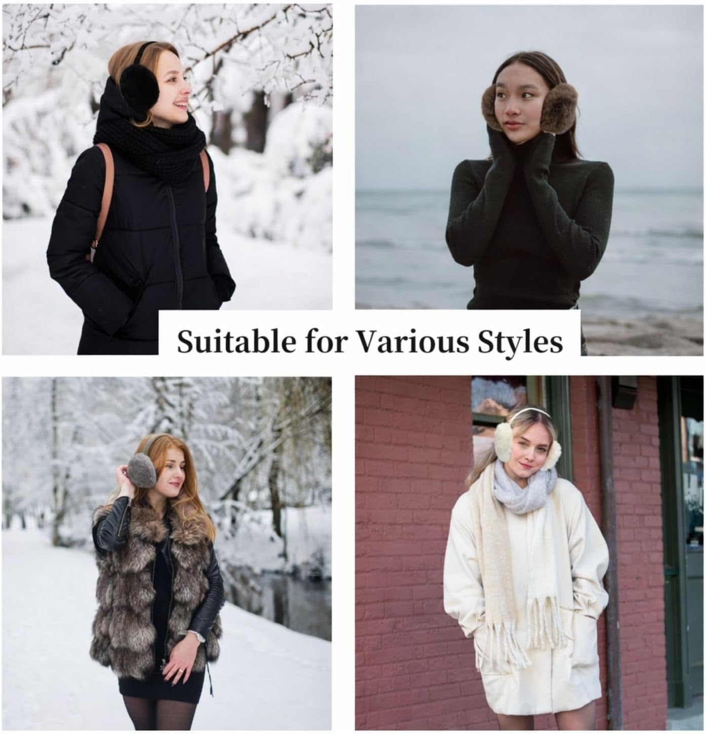 MDSTYLE Ear Muffs for Women Winter Foldable Fuzzy Cold Weather Outdoor Earmuffs Soft Ear Warmers Covers - Image 7