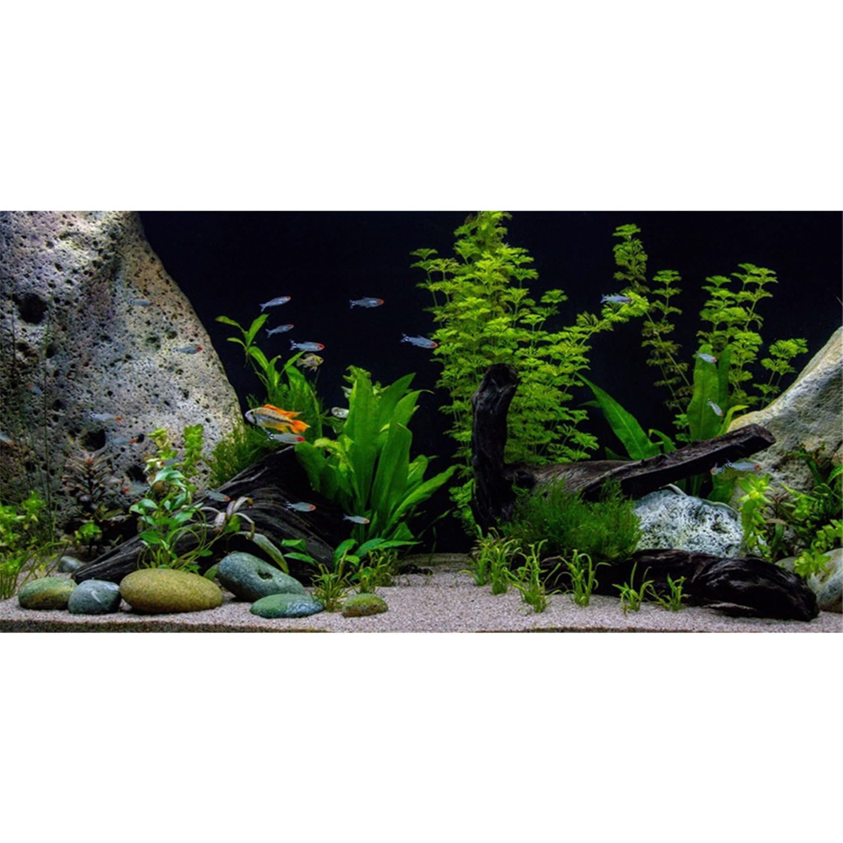 MIRRORANG 76x30cm Vinyl Underwater Aquatic Plant Fish Tank Background Stone River Bed & Lake Aquarium Background