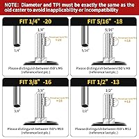 Vista 7 de Finnhomy Ruedas giratorias con vástago roscado de 4 pulgadas, juego de 4 ruedas resistentes de 3/8"-16 x 1 con freno, ruedas industriales de bloqueo