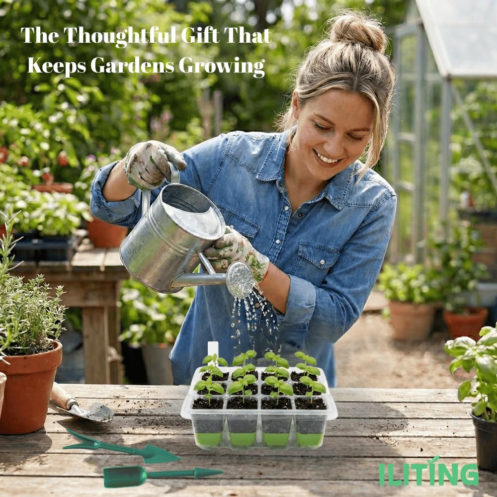 Seed Starter Kit 6 Pack, Reusable Silicone Seedling Starter Trays 72 Cells Seed Starter Tray, with Humidity Dome, Foldable Design for Easy Transplanting