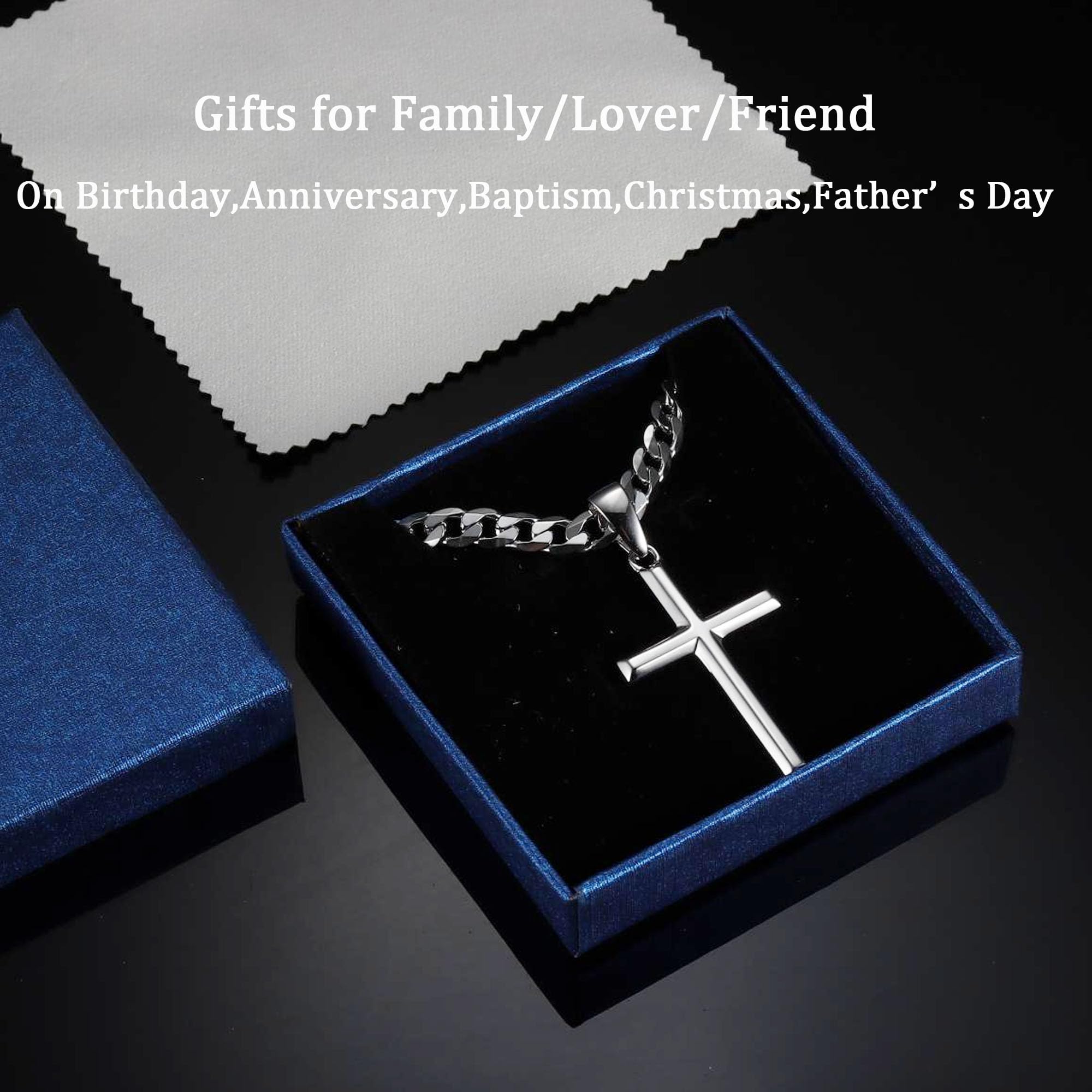 Chriscoco Collier Croix en 𝐀𝐫𝐠𝐞𝐧𝐭 𝐒𝐭𝐞𝐫𝐥𝐢𝐧𝐠 𝟗𝟐𝟓 Homme Femme 5MM Large Acier Inoxydable Collier Homme avec Pendentif Croix Chaîne pour Hommes Femme avec boîte à bijoux
