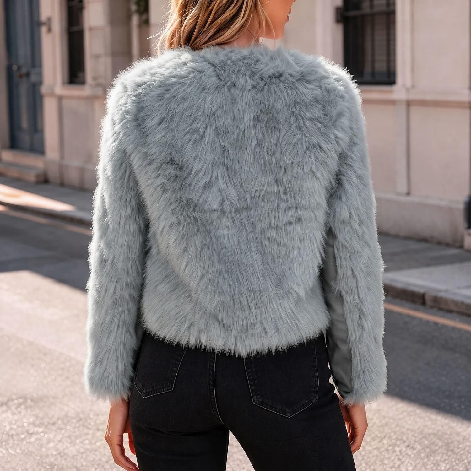 Women's Faux Fur Winter Jackets Button Down Short Coats Outerwear