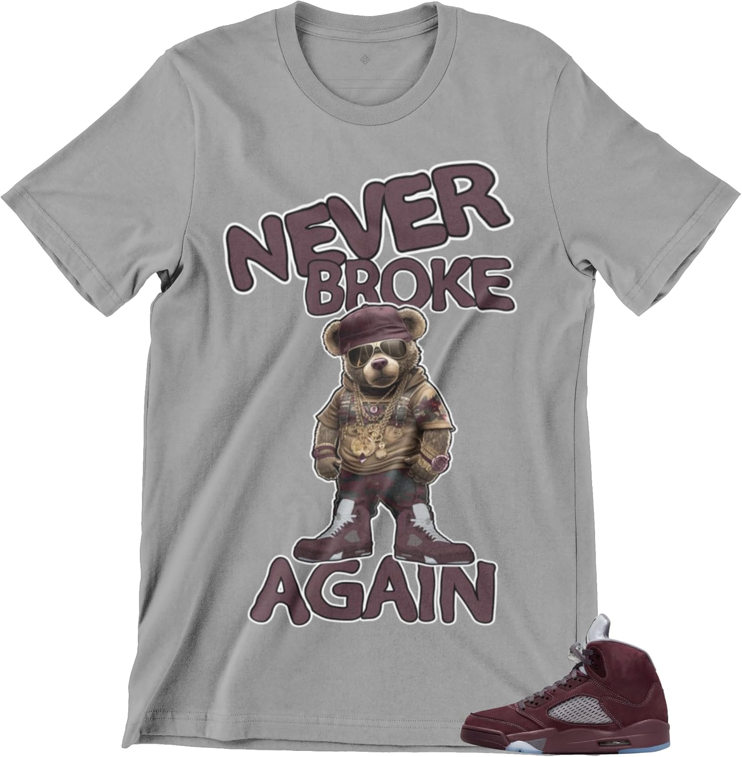 Shirt to Match Jordan 5 Burgundy Men's Graphic Tee, Urban Clothing