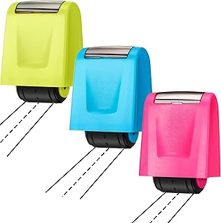 Teling 3 Pcs Dashed Handwriting Line Practice Roller Stamp Self Inking Line Rolling Stamps Teacher Stamp Sentence Strips Handwriting Practice for Kid Teacher Classroom Office (Blue, Green, Pink)