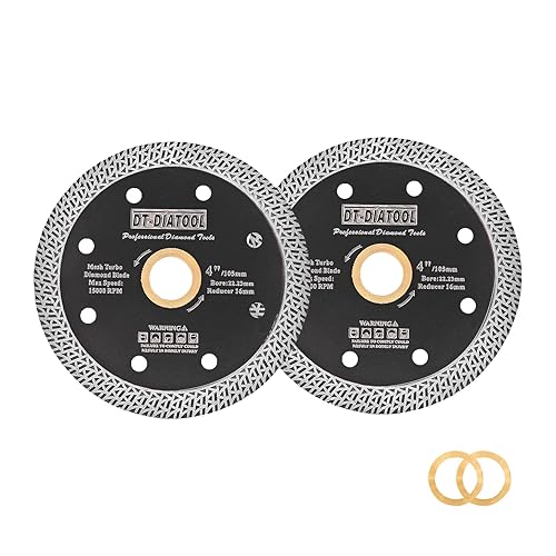 DT-DIATOOL Hoja de granito de diamante de 4 pulgadas para azulejos de porcelana de mármol, disco de corte de diamante de cerámica con segmentos de