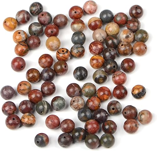 Miniatura 3 de Bymitel - 210 cuentas de cristal natural, piedras preciosas redondas energéticas y curativas sueltas con cordón elástico para hacer joyas, pulseras