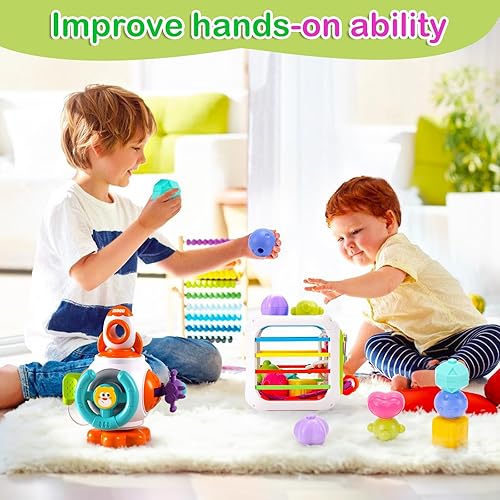 Miniatura 6 de Juguetes para bebés, cubo de actividades Montessori, juguetes educativos sensoriales para niños pequeños de 1 a 3 años, clasificador de formas con
