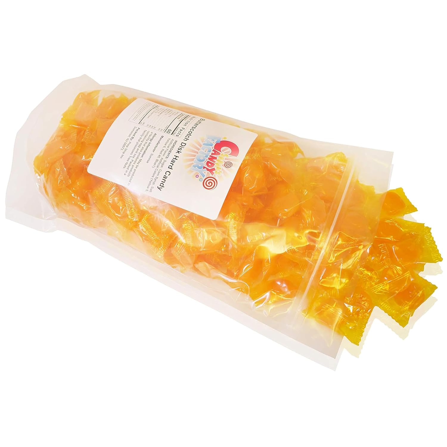 Butterscotch Discs Hard Candy 5 Lbs Bulk Classic Creamy Butterscotch Flavor, Individually Wrapped in Resealable Bag