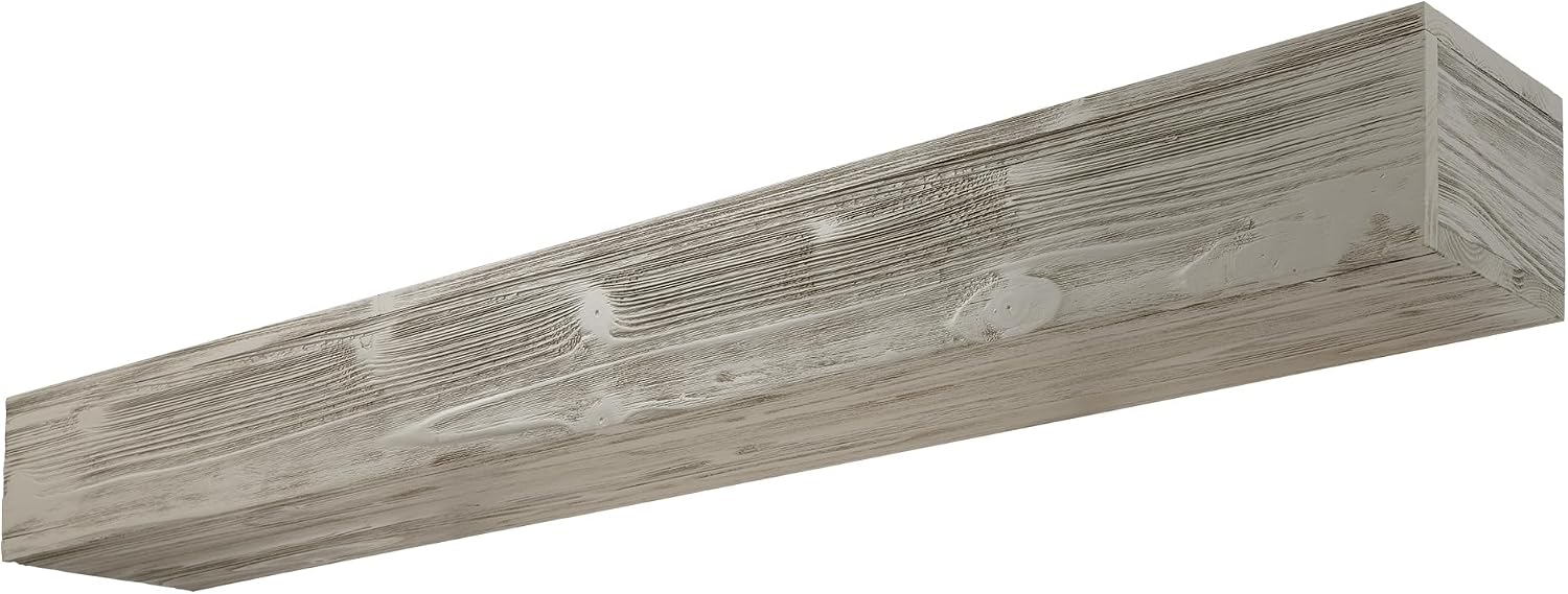 72" Rustic Wood Fireplace Mantel Shelf – Solid Cedar Wall-Mounted Floating Shelf, Gray Finish, 50 lbs Capacity, for Living Room & Kitchen Decor