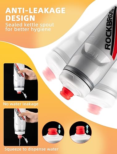 Miniatura 4 de ROCKBROS Botella de agua para bicicleta de 21 onzas, botella de agua para 5 horas de aislamiento, botella de agua deportiva con diseño a prueba de