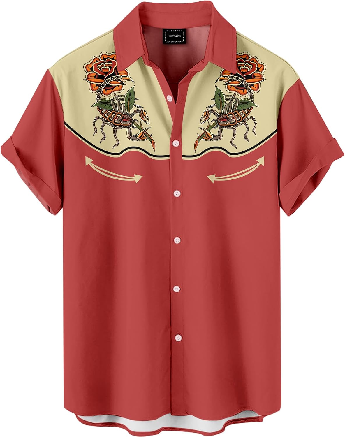 Men's Western Funny Pattern Button Down Shirt Casual Cowboy Hawaiian Shirt Rodeo Party Summer Vacation Top