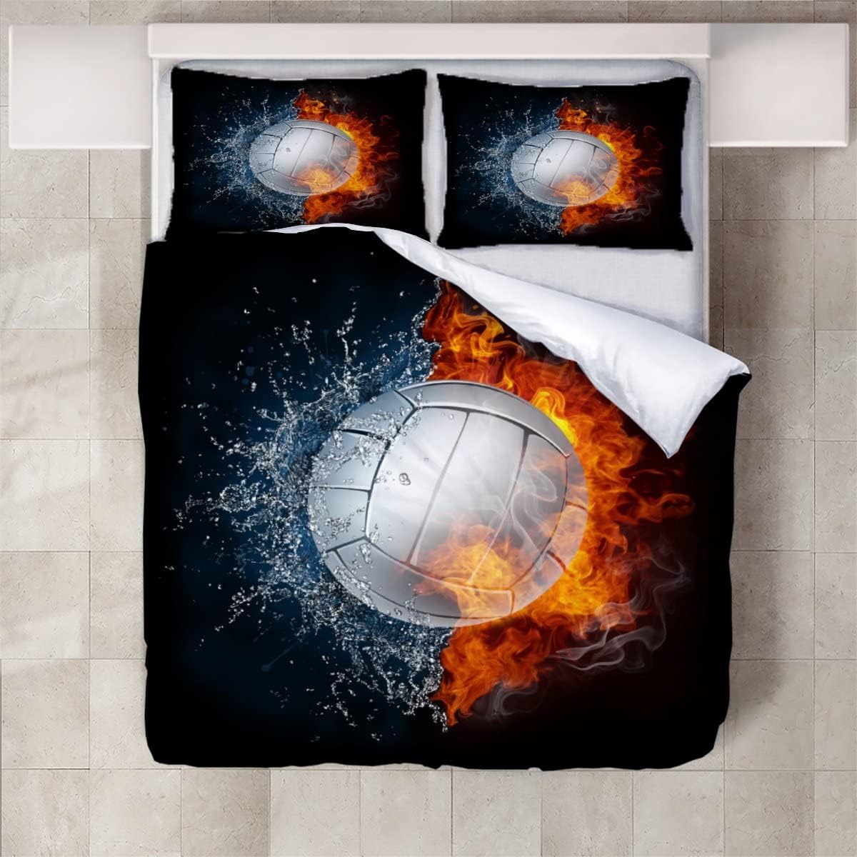 Bedding Duvet Cover 3D Volleyball Printed Quilt Duvet Cover with Zipper Closure, Soft Microfiber Bedding Colorful Home Decoration（180X220Cm）