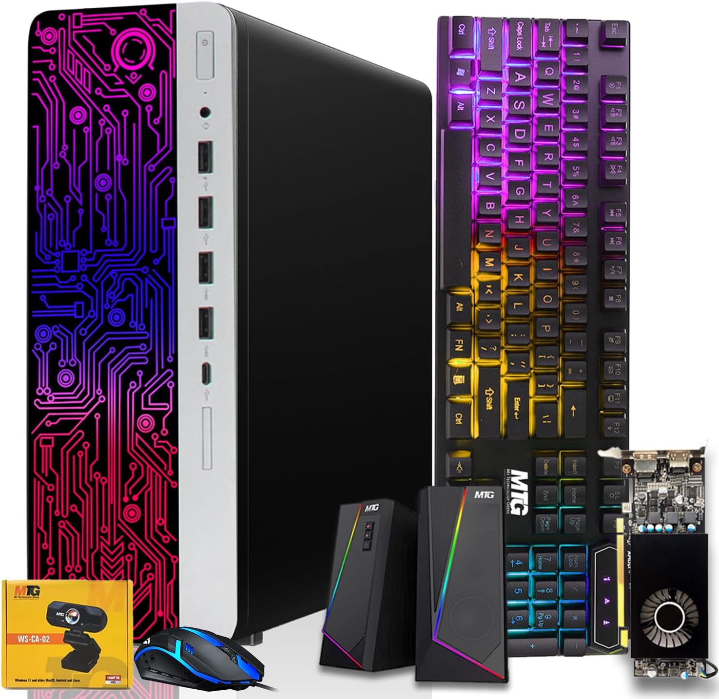 HP G3 Gaming Desktop PC, Core i7 6th Gen, AMD RX 550 Graphic, 16GB RAM, 480GB SSD, RGB Keyboard Mouse, Speaker, Webcam, WiFi, Windows 11 (Renewed)