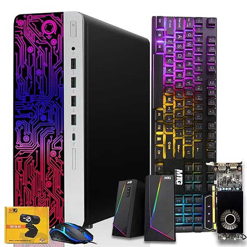 TechMagnet HP G3 Gaming Desktop PC, Core i7 6th Gen, AMD RX 550 Graphic, 16GB RAM, 1TB SSD | 128GB SSD, RGB Keyboard Mouse, Speaker, Webcam, WiFi, Windows 11 (Renewed)