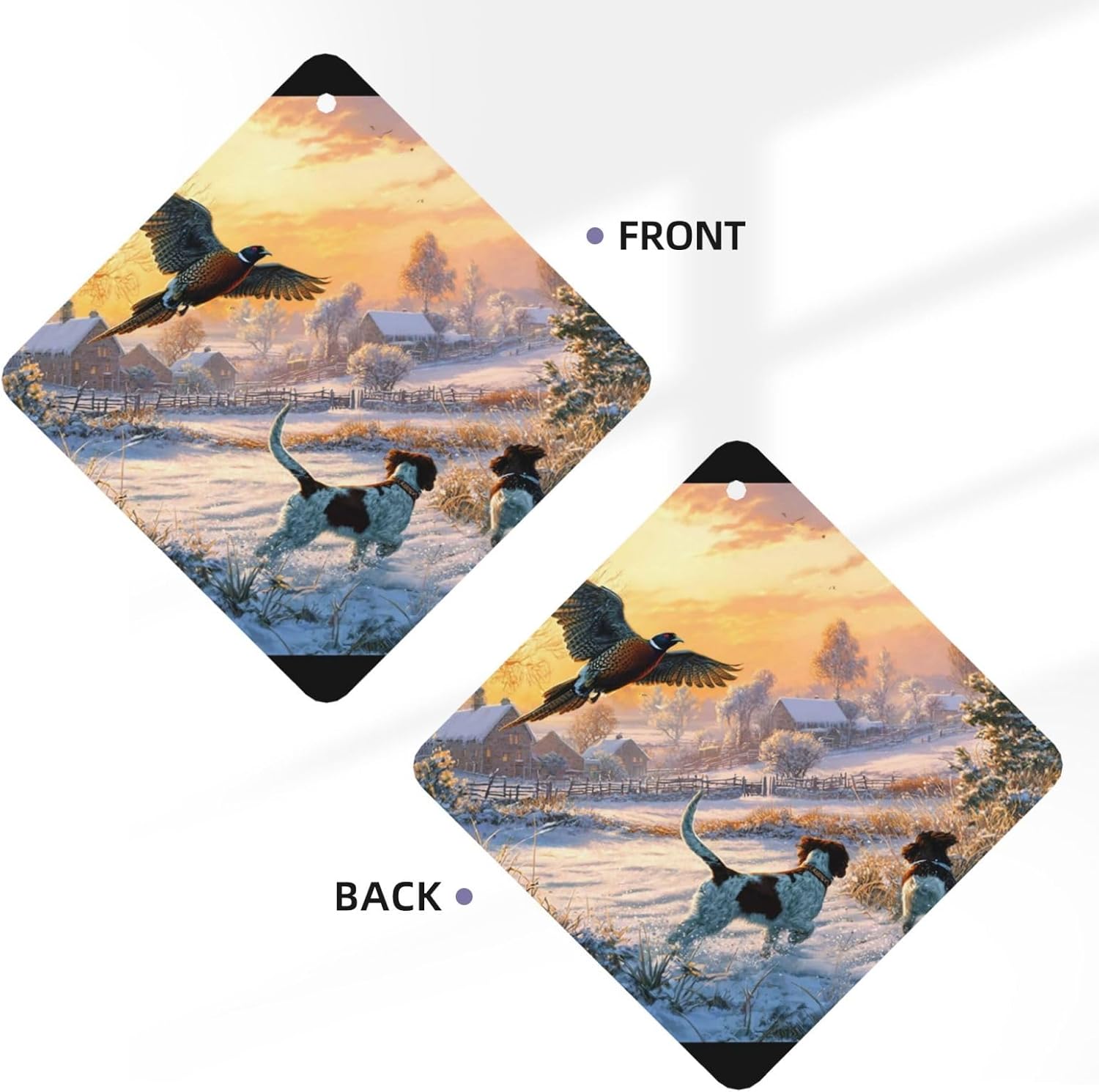 Car Air Freshener 24 PCS Dog Catching Pheasant Hanging Car Air Fresheners Auto Interior Decor Card Freshener Strong Scented Card Lavender Cars Scents for Office Bedroom Close Drawer Square