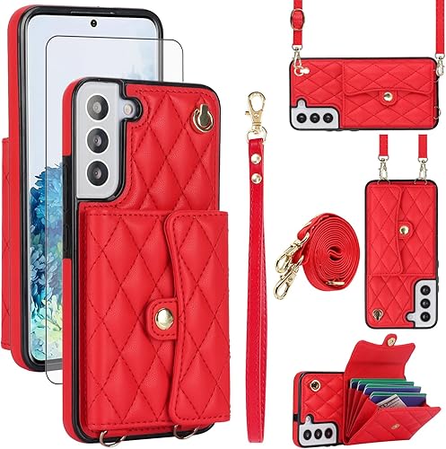 Asuwish Funda de teléfono para Samsung Galaxy S22 Plus S22+ 5G Funda tipo cartera con soporte para tarjetas RFID, ranura para muñeca, correa