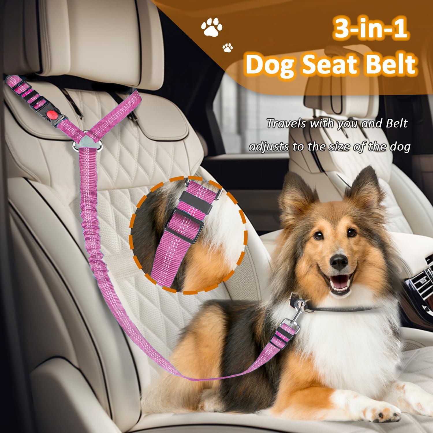 Adjustable Dog Seat Belt Dog Harness Pet Car Vehicle Seat Belt Pet Safety Leash Leads For Dogs/Cats Adjustable - 15