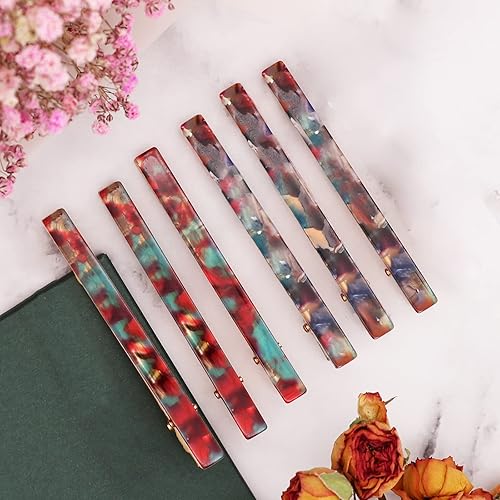 Miniatura 6 de Cobahom 6 pinzas para el cabello, accesorios para el cabello para mujeres, pasadores de pico de pato de resina, pinzas para el cabello elegantes de