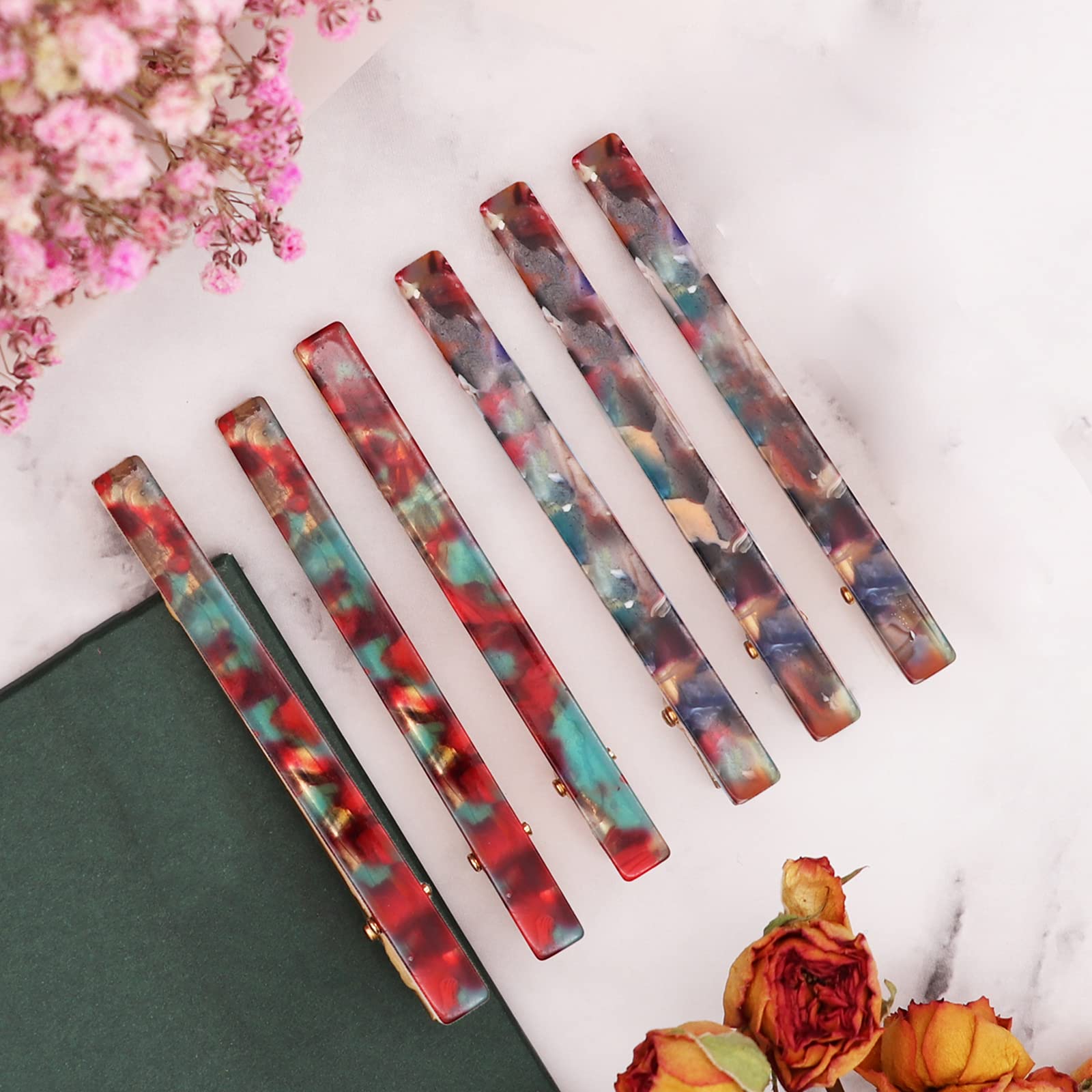 12 Pcs Metal Duckbill Hair Clips Set Tortoise Shell Chic Hair Barrettes Cobahom 6 Pack Leopard Print Hair Clips - Stylish Hair  main image 3