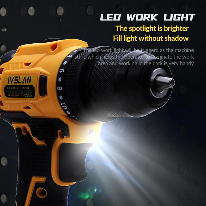 Taladro inalámbrico a batería STORE Yellow Lithium con cargador miniatura 4