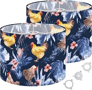 Lamp Shades Set of 2 Seamless hen chicks flower painted watercolor for fabric design cute Drum Lampshades for Floor Lamps Table Lamps Large Replacement Linen Lamp Shade Easy Assembly 13"x13"x10"