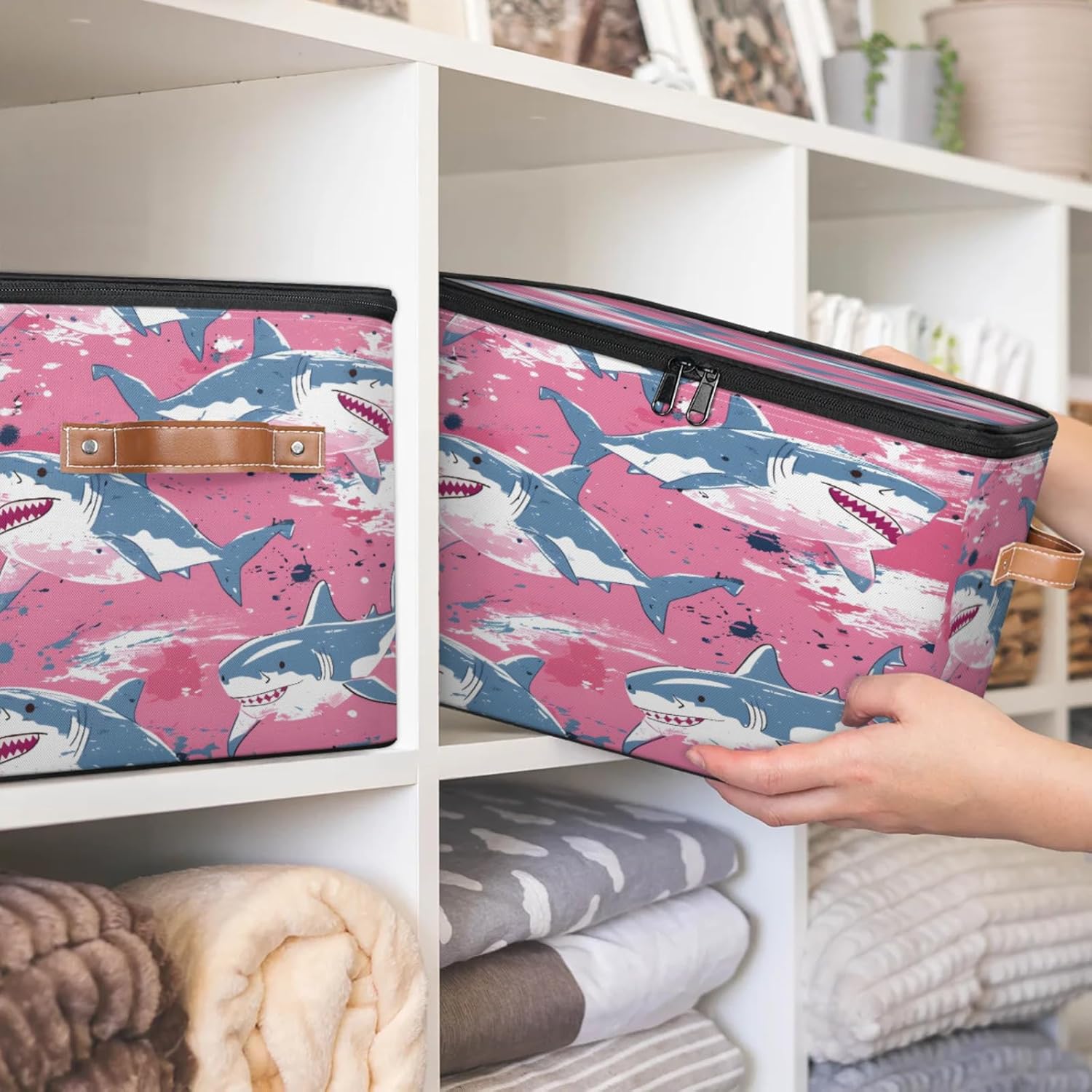 2-Pack Storage bins with lids - 26 quart organizer bins - Collapsible fabric storage bins with sturdy handles and double zipper tops - Versatile for home, toys, dorm rooms
