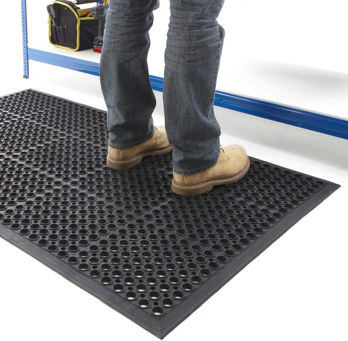 2 X Rubber Workplace Anti Fatigue/Kitchen/Bar Flooring Mat 3ft x 5ft x 12mm