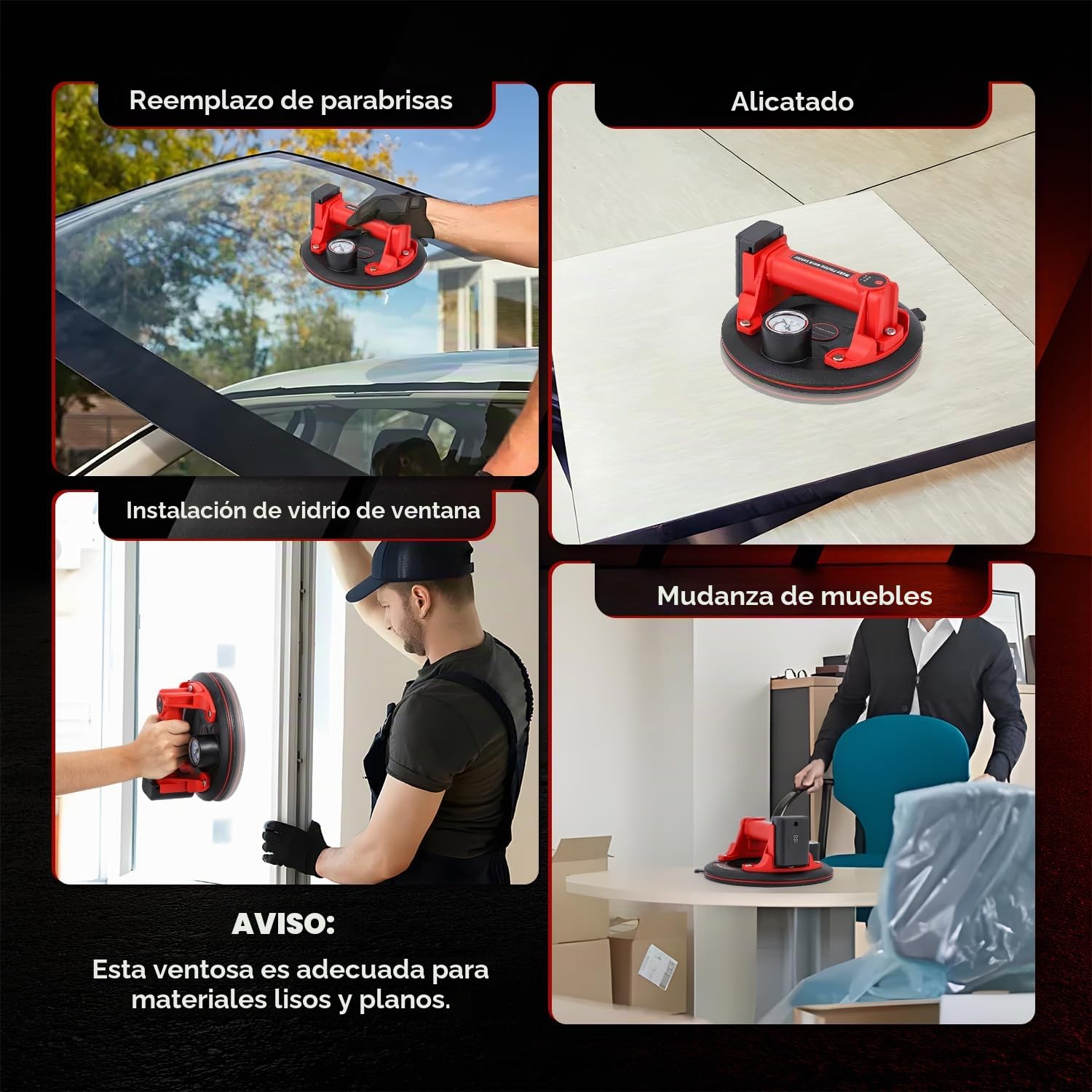 Bonvoisin Ventosa Eléctrica para Azulejos, con Batería de Litio 3000mAh, 440lbs/200kg de Capacidad de Carga, con Manómetro, Caucho de Tres Capas, Adecuado para Vidrio/Ventanas/Acero/Piedra (EU)