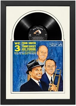 Record Album Display Frame, Black Frame, White Black Jukebox Style Matting