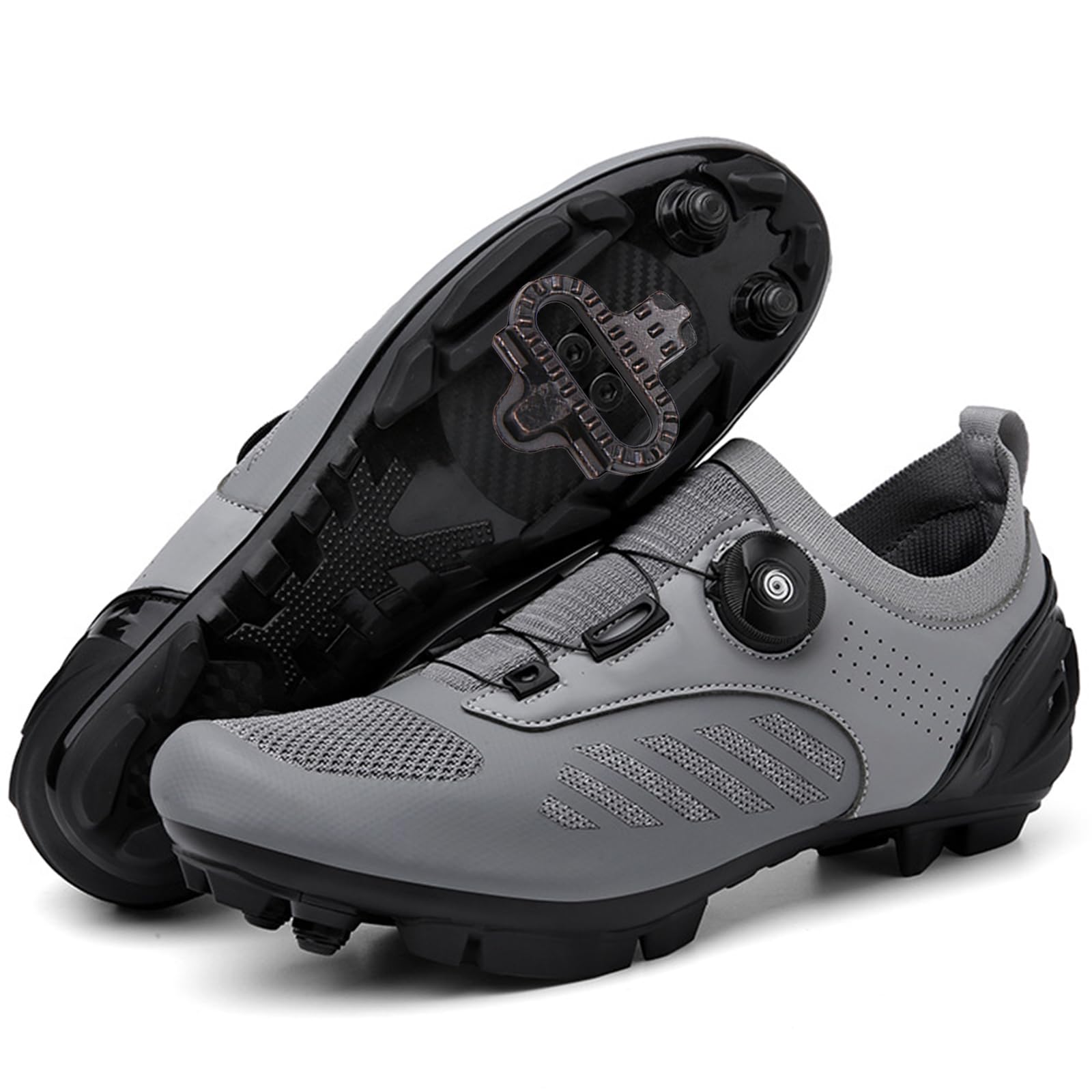 Zapatilla de Ciclismo MTB Hombre Mujer, Compatible con SPD Pedales 2 Tornillos con Calas Zapatos Bicicleta de Montaña Unisex Adulto Respirables