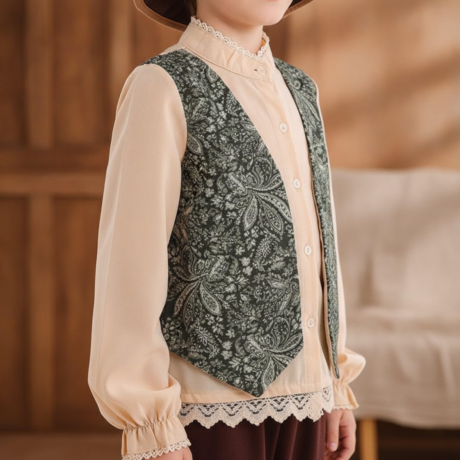 Abito Folk con Pantaloni Retrò | Morbido, Costume D' con Gilet, Resistente, per Recite Scolastiche, Feste a Tema