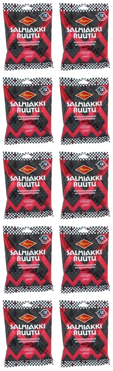 Halva Salmiakkiruutu Salmiakki Liquorice 10 Packs of 170g