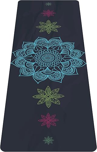 Miniatura 17 de nuveti Esterilla de yoga de viaje impresa - Esterilla de ejercicios y entrenamiento de 1/16 de pulgada de grosor, antideslizante, con bolsa de