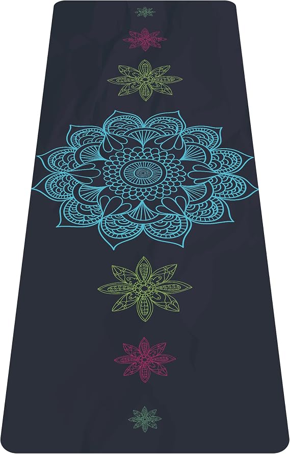 nuveti Printed Travel Yoga Mat-1/16 Inch Thick Non Slip Fitness Workout Mat with Carrying Bag, Foldable Lightweight Suede & Natural Rubber Yoga Mat for Yoga Pilates and Fitness 72 L x 24 W x 1.5mm