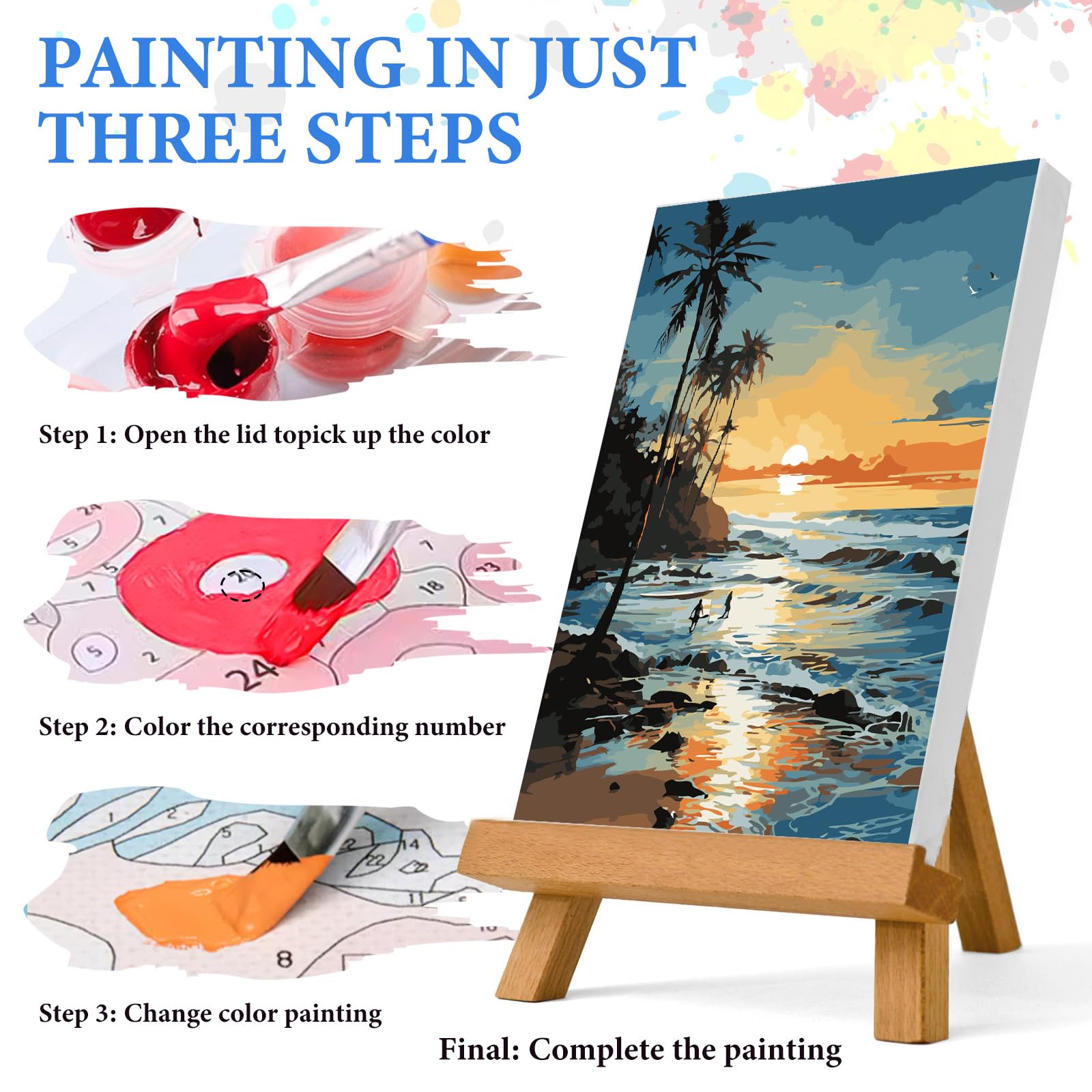 QENSPE Pintura Por Números Para Adultos – Lienzo De Girasol De 40x50 Cm, Kit DIY Con Acrílicos Y 3 Pinceles, Sin Marco