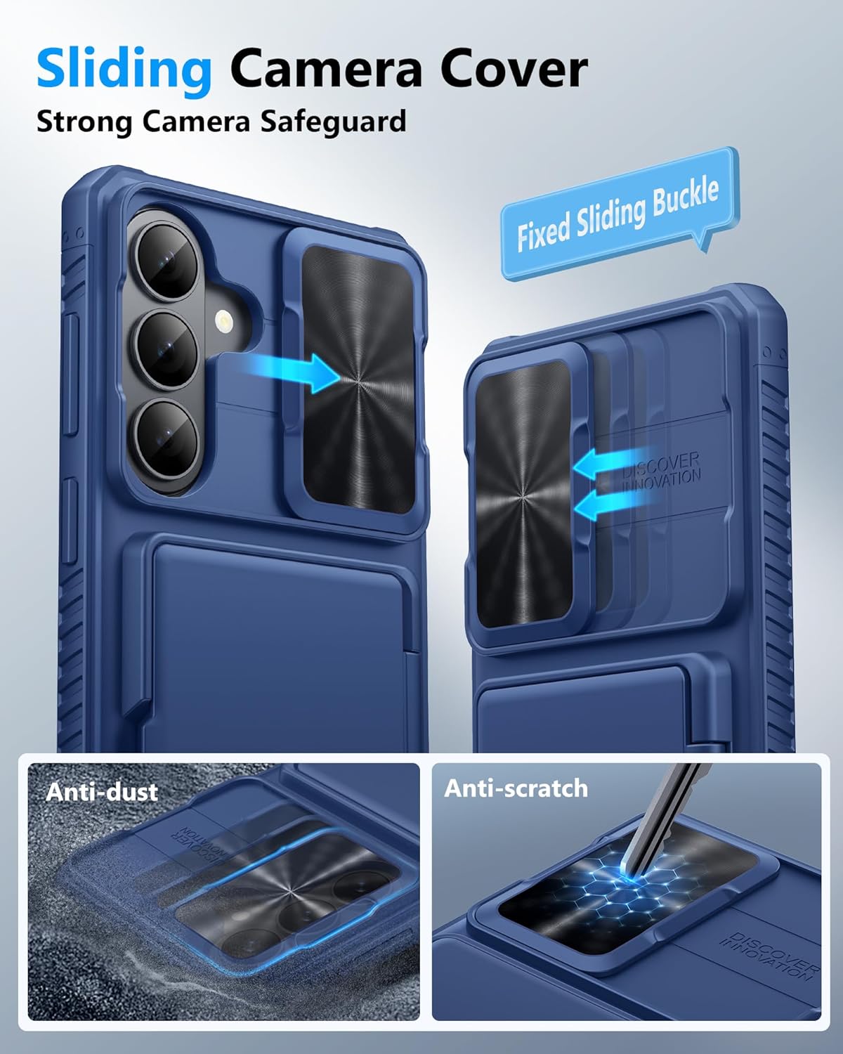 ATATOO for Samsung Galaxy S26 Case Wallet with Privacy Screen Protector [2 Pack], Built-in Card Holder, Slide Camera Cover, Drop Protection, Rugged Protective Phone Case for Galaxy S26 6.3", Blue