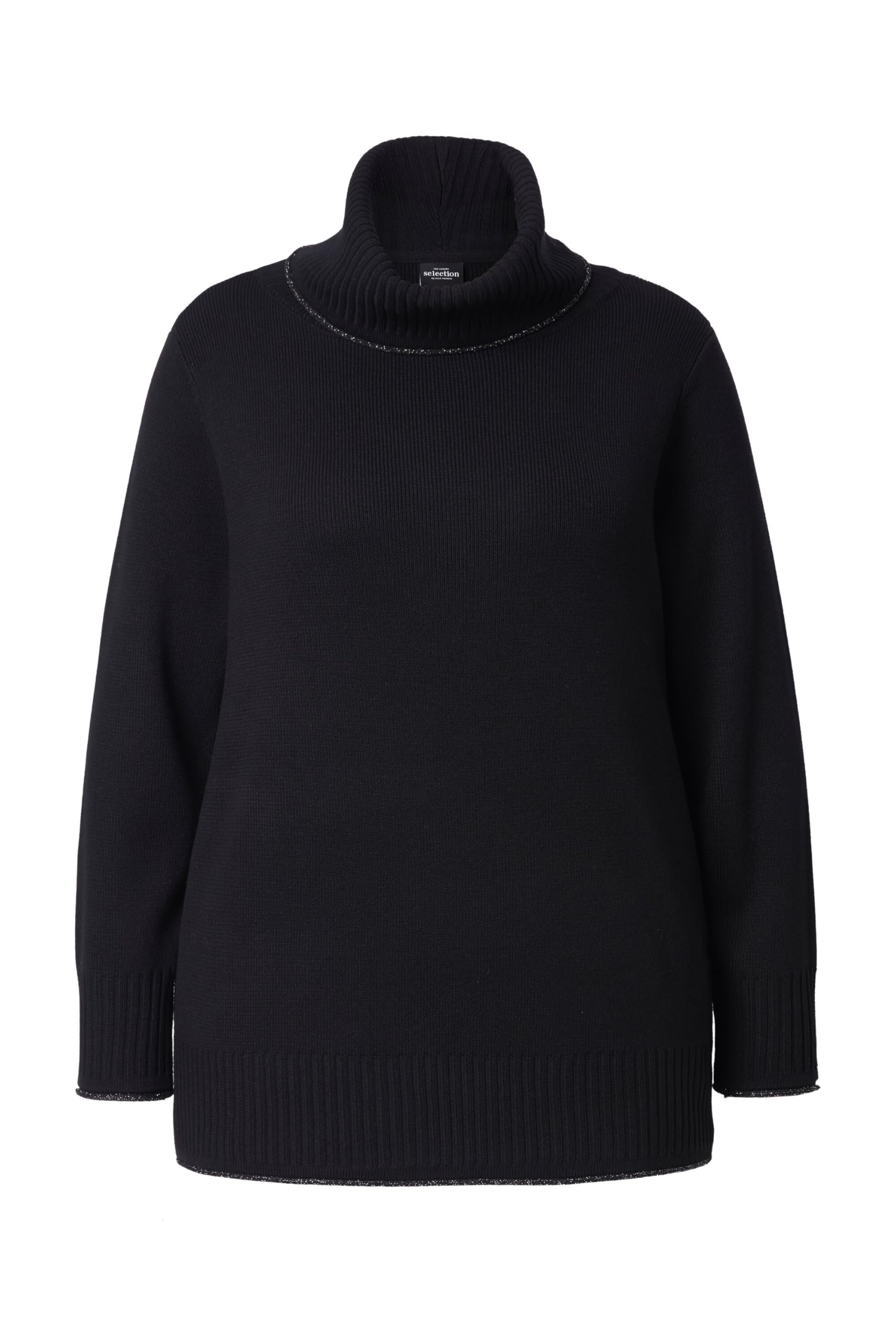 Ulla Popken Damen Strickpullover mit Glitzersaum Pullover