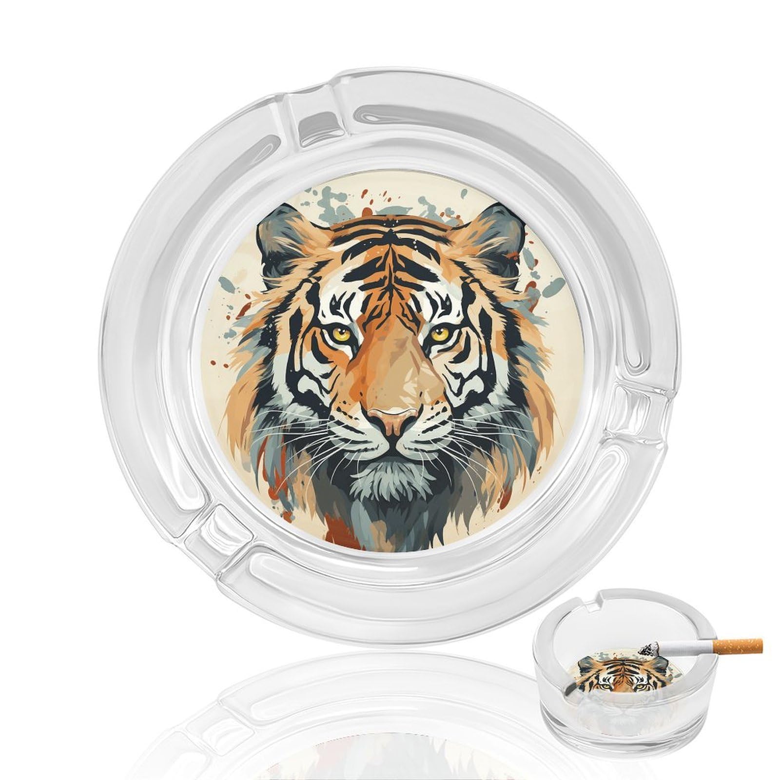 Cendrier en verre dessiné à la main, objet d'art de table rond pour cigarettes et cigares