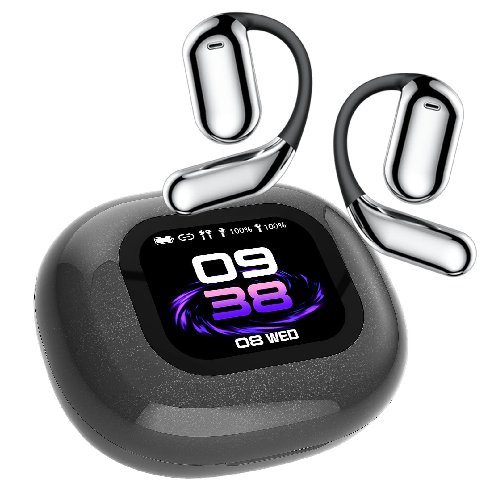 AI Language Translation Earbuds Real Time, Bluetooth 5.4 Translator Earphones with LCD Touch Screen for 144 Languages & Accents, Compatible with iOS and Android, Ideal for Travel Business Learning