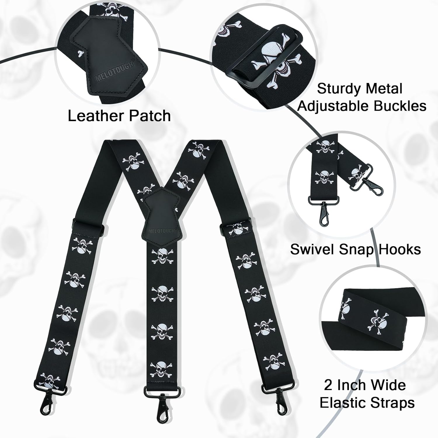 MELOTOUGH Suspenders for Men 2 Inch Wide Y Back Adjustable Elastic Big and Tall Suspenders with Swivel Hooks for Jeans - Image 3