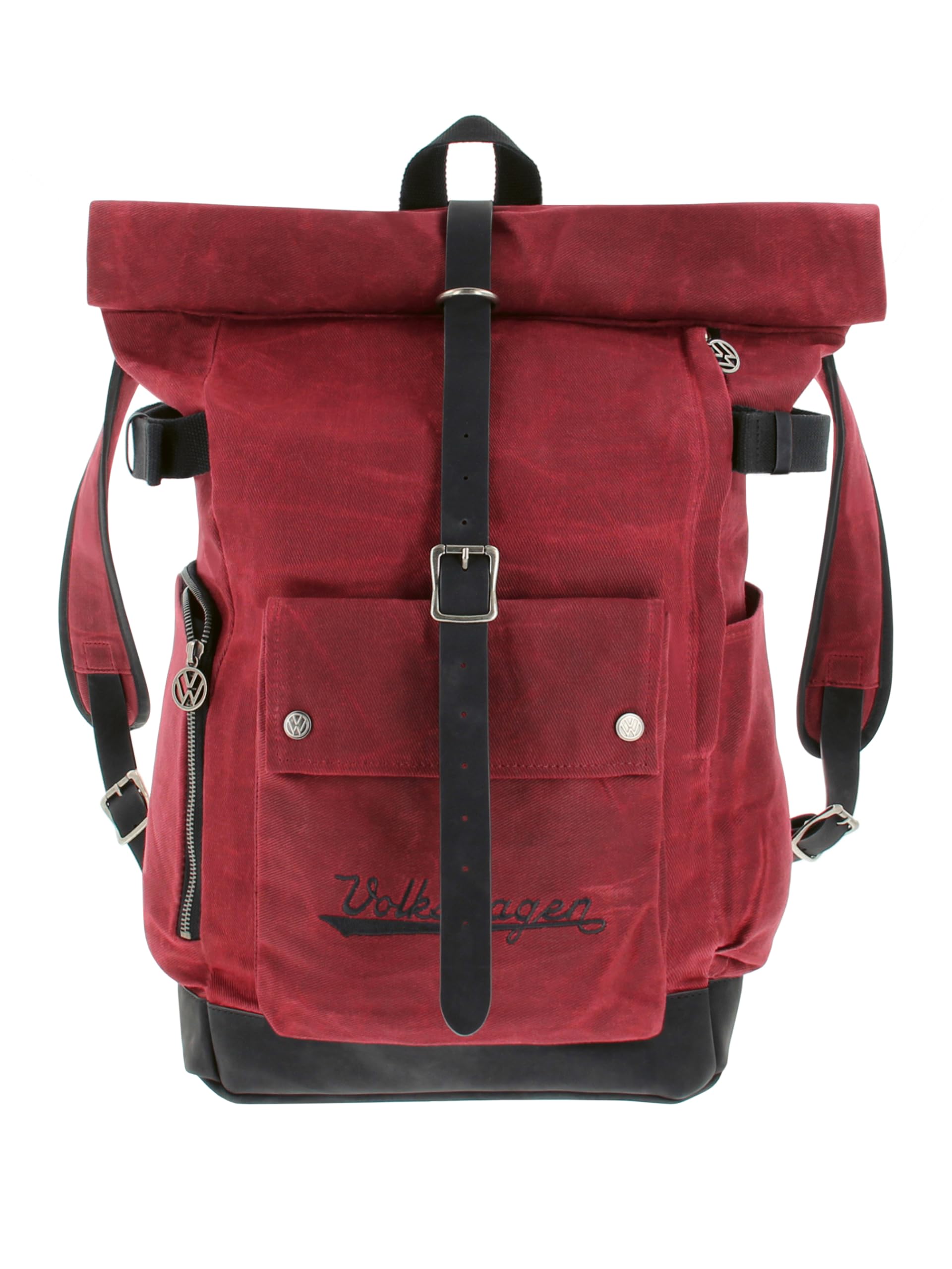 BRISA VW Collection – Rolltop Outdoor plecak podróżny, turystyczny, dla mężczyzn i kobiet, czerwony, 50 x 29 x 19 cm, vintage