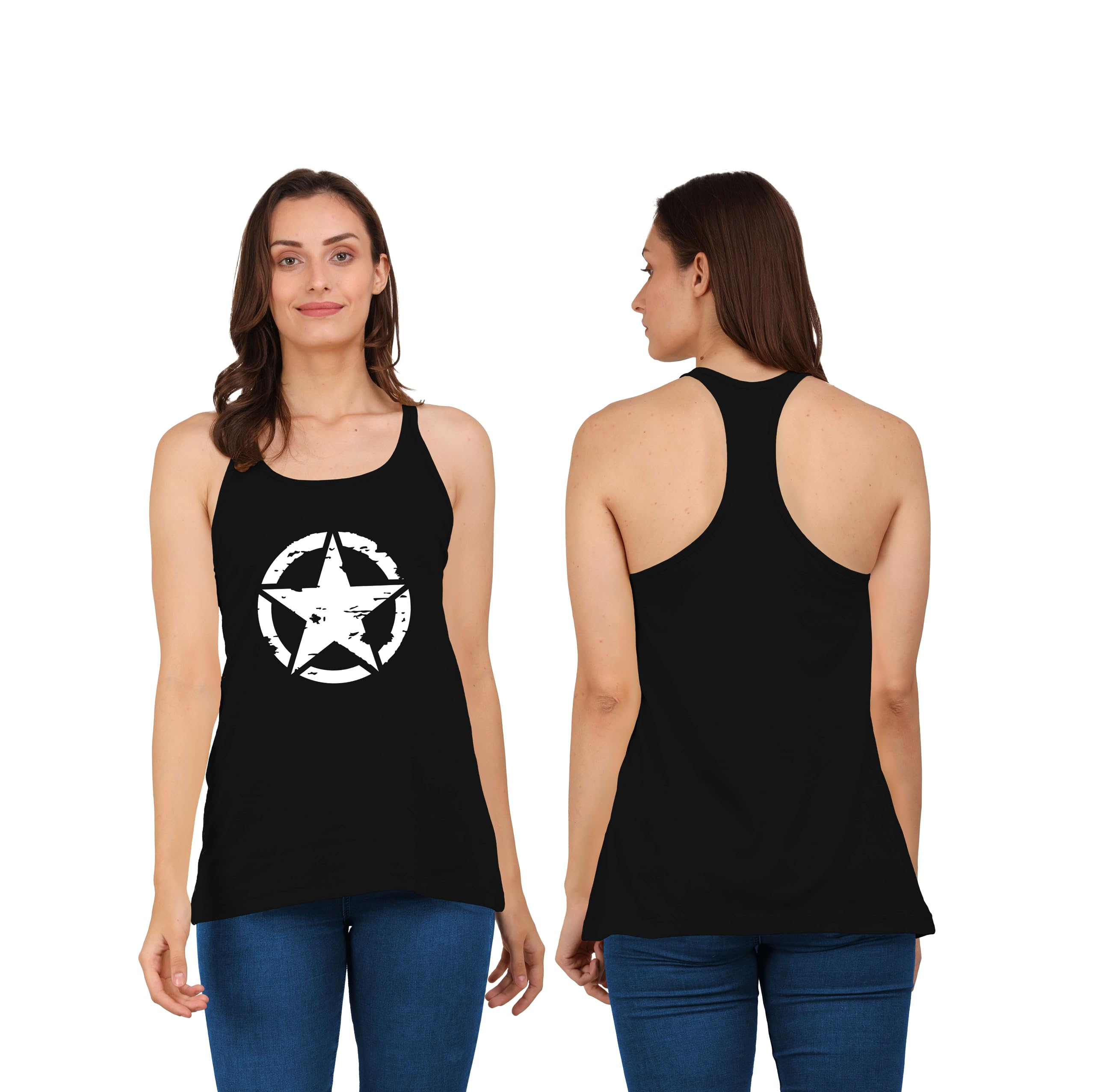 the blazze Women's Cotton Printed Sleeveless Racerback Sportswear |Activewear Quick Dry Fit Workout Muscle Tank Top L31 Product Code (Size, Colour)-picture-44