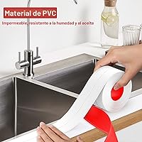 Vista 4 de Cinta de calafateo Fixmend, 3 rollos de cinta adhesiva impermeable, cinta de sellado para cocina, encimera, baño, fregadero, ducha, bañera