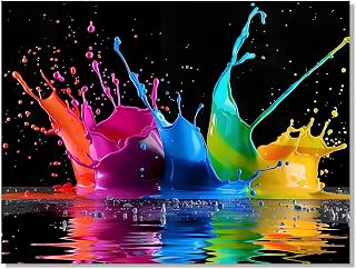 Color Splash Tempered Glass Wall Art, UV Printing Glass Wall Art, Easy to Install Glass Art Wall Decor, Housewarming Gift, Glass Wall Painting for Bedroom Living Room