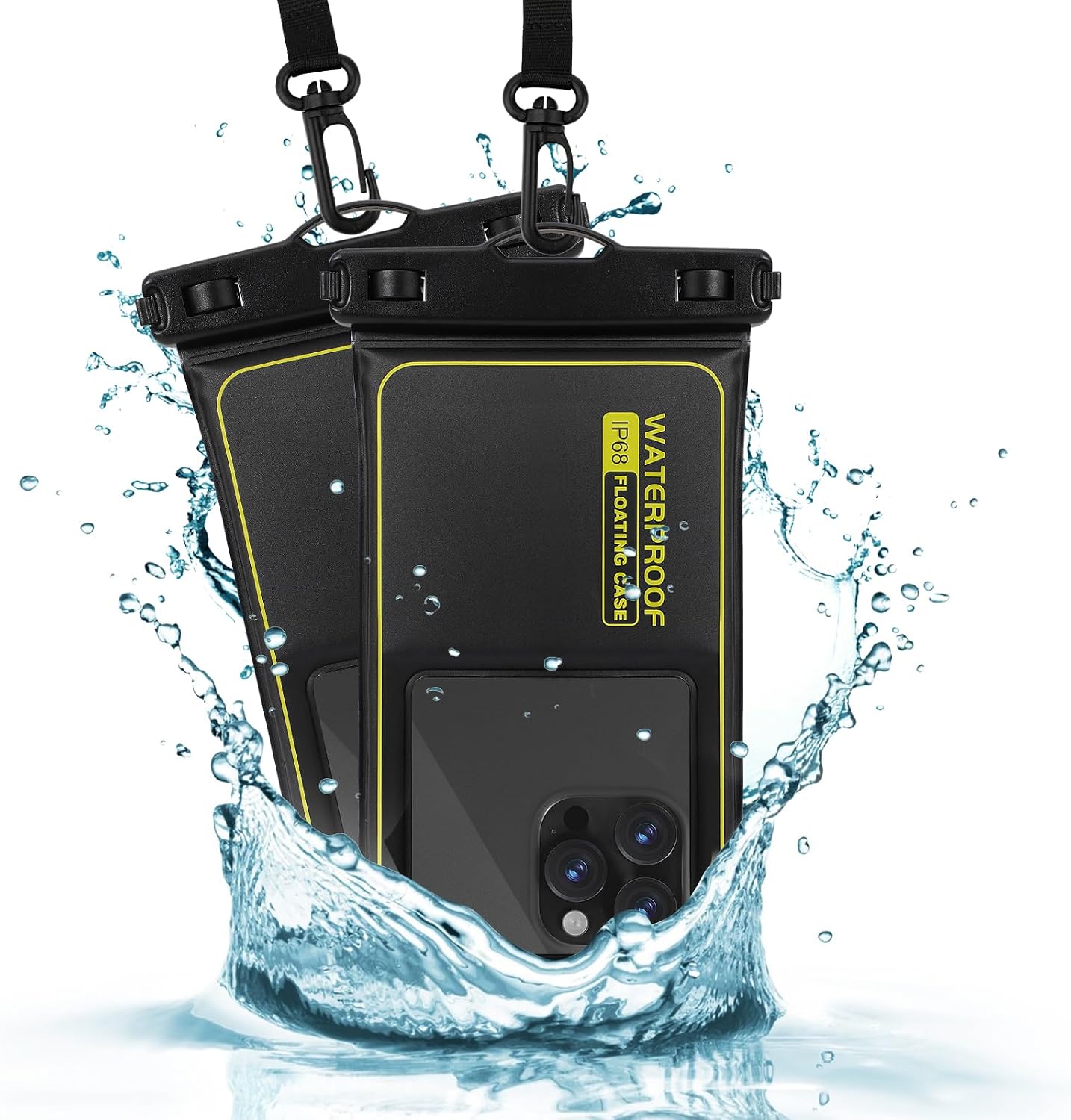 TAGVO Waterproof Mobile Phone Case - [Pack of 2] IPX8 Professional Floating Waterproof Mobile Phone Case Underwater Sponge Mobile Phone Case for iPhone 15 Pro Max 14 Pro Plus Samsung Galaxy S24+ 6.9