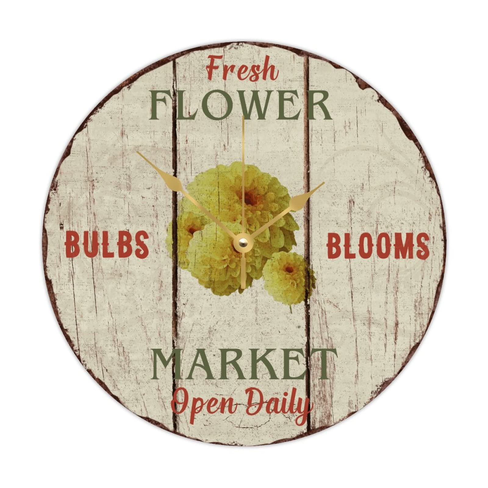 Horloge murale Dahlia en bois amour romantique pour decoration de chambre