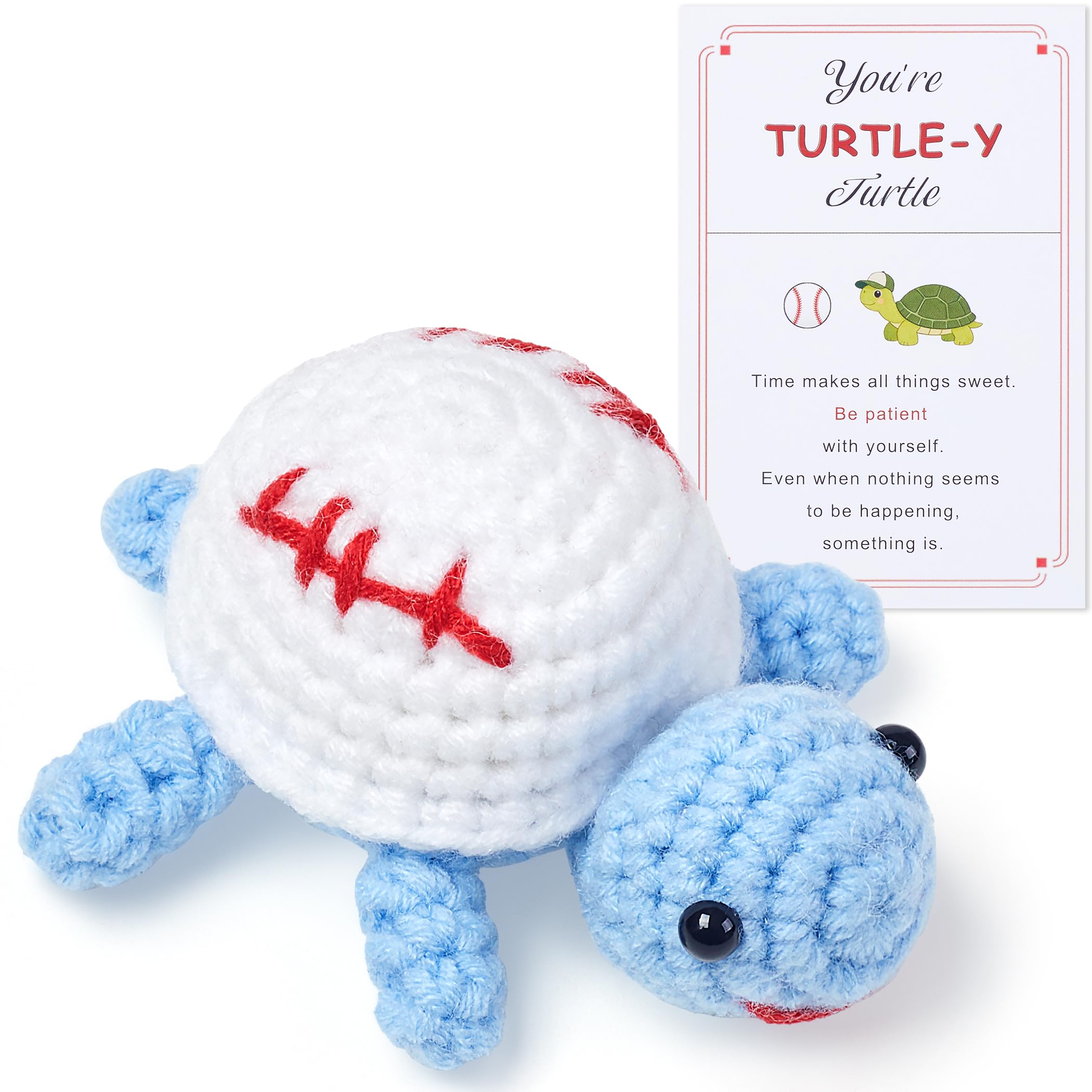 AWARDSEN Baseball Gifts Positive Crochet Baseball Emotional Support Turtle Toy - Inspirational Gift for Student, Friends & Teammates - Graduation Gifts for Men Women