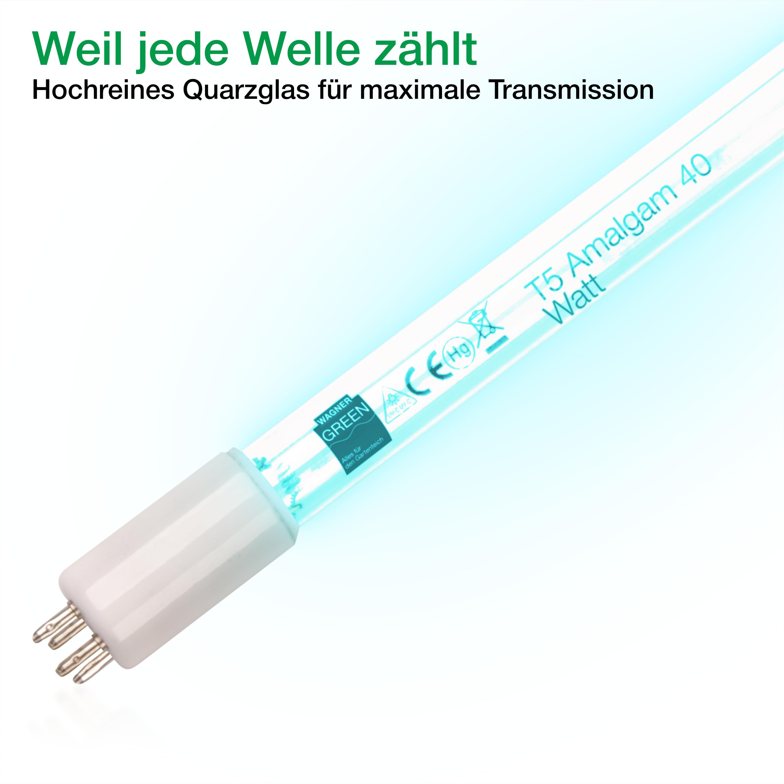 Ersatzlampe UVC 40 Watt Amalgam Lampe für Teich und Koiteich Filter | 4-Pin BASE C